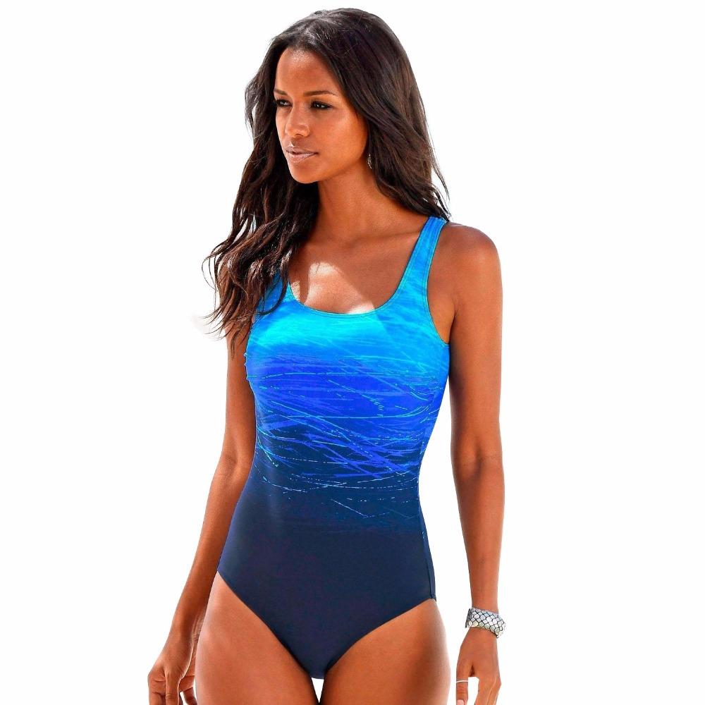Women's one-piece swimsuit – Contoured cut – Scoop neckline – Breathable fabric