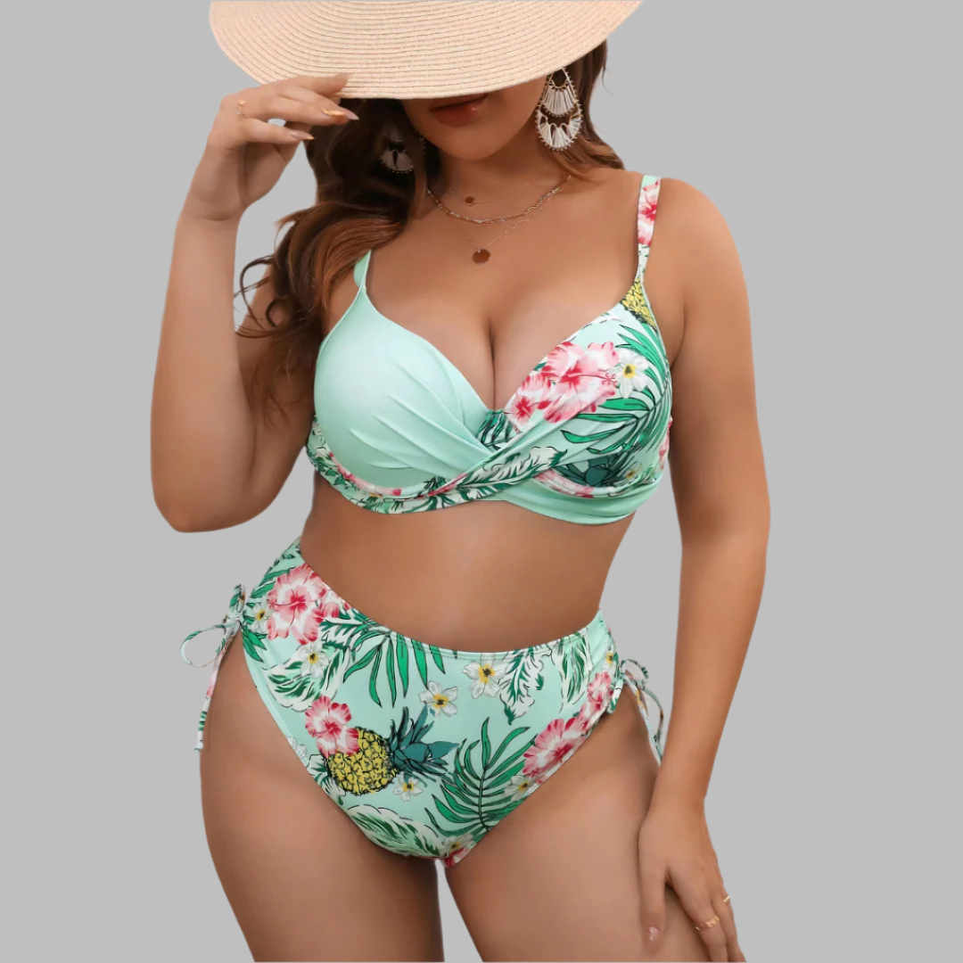 Women's bikini – Contoured cut – High waist – Twisted top – Adjustable straps