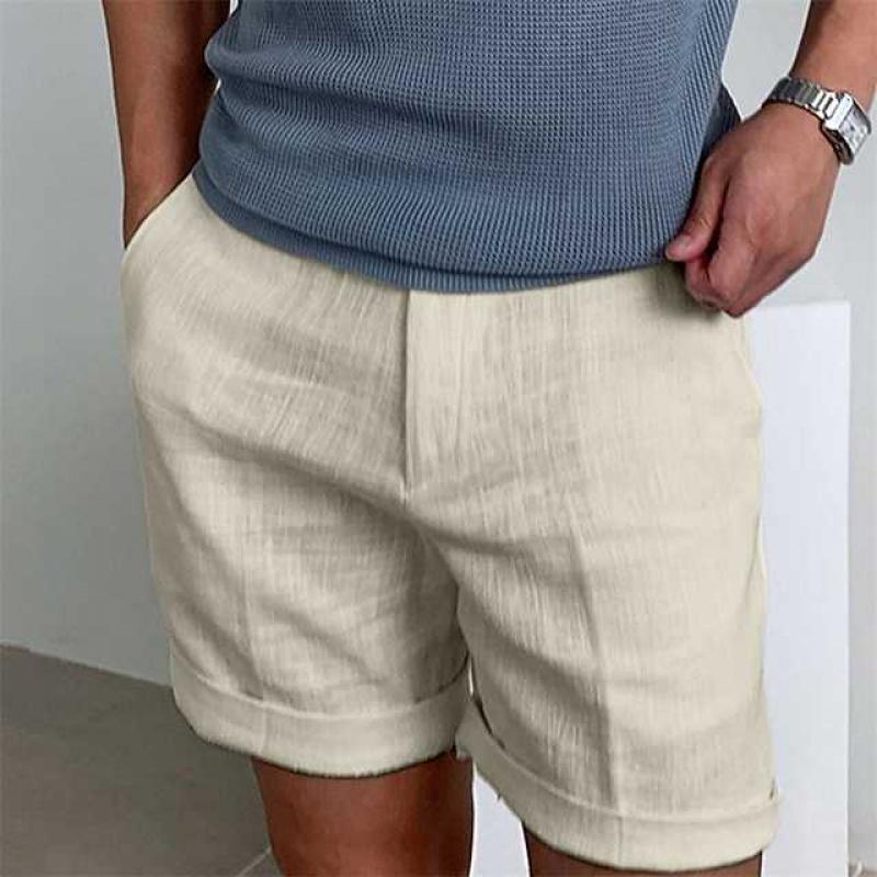 Men's shorts – Breathable linen – Straight cut – Casual rolled hem