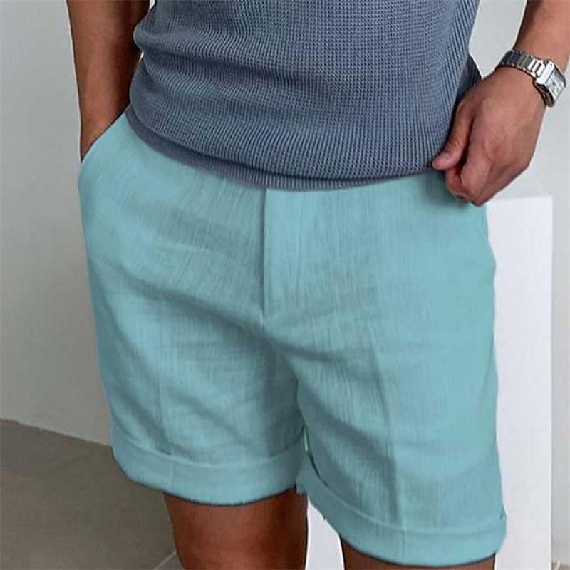 Men's shorts – Breathable linen – Straight cut – Casual rolled hem