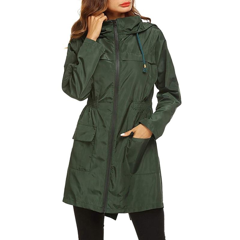 Veste imperméable femme – Coupe cintrée – Capuche réglable – Longueur mi-cuisse