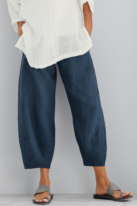 Women's casual pants – Wide cut – Breathable fabric – Ankle length – Pockets