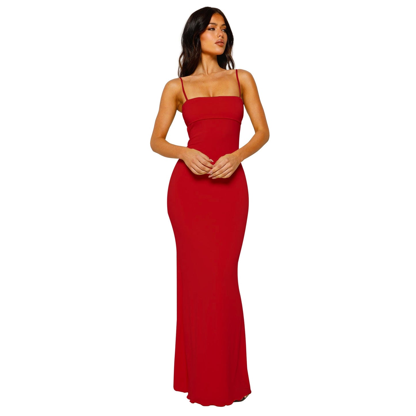 Robe longue moulante femme – Tissu fluide – Décolleté bustier – Tenue soirée élégante