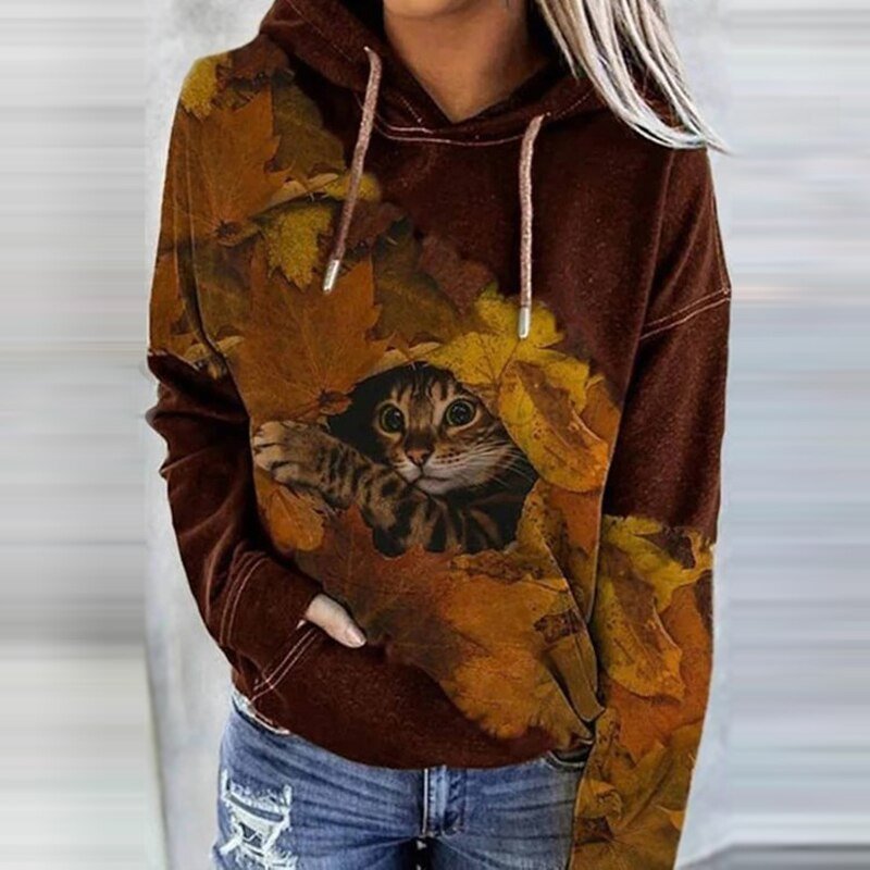 Women's Hoodie - Cotton - Relaxed Fit - Long Sleeves - Kangaroo Pocket
