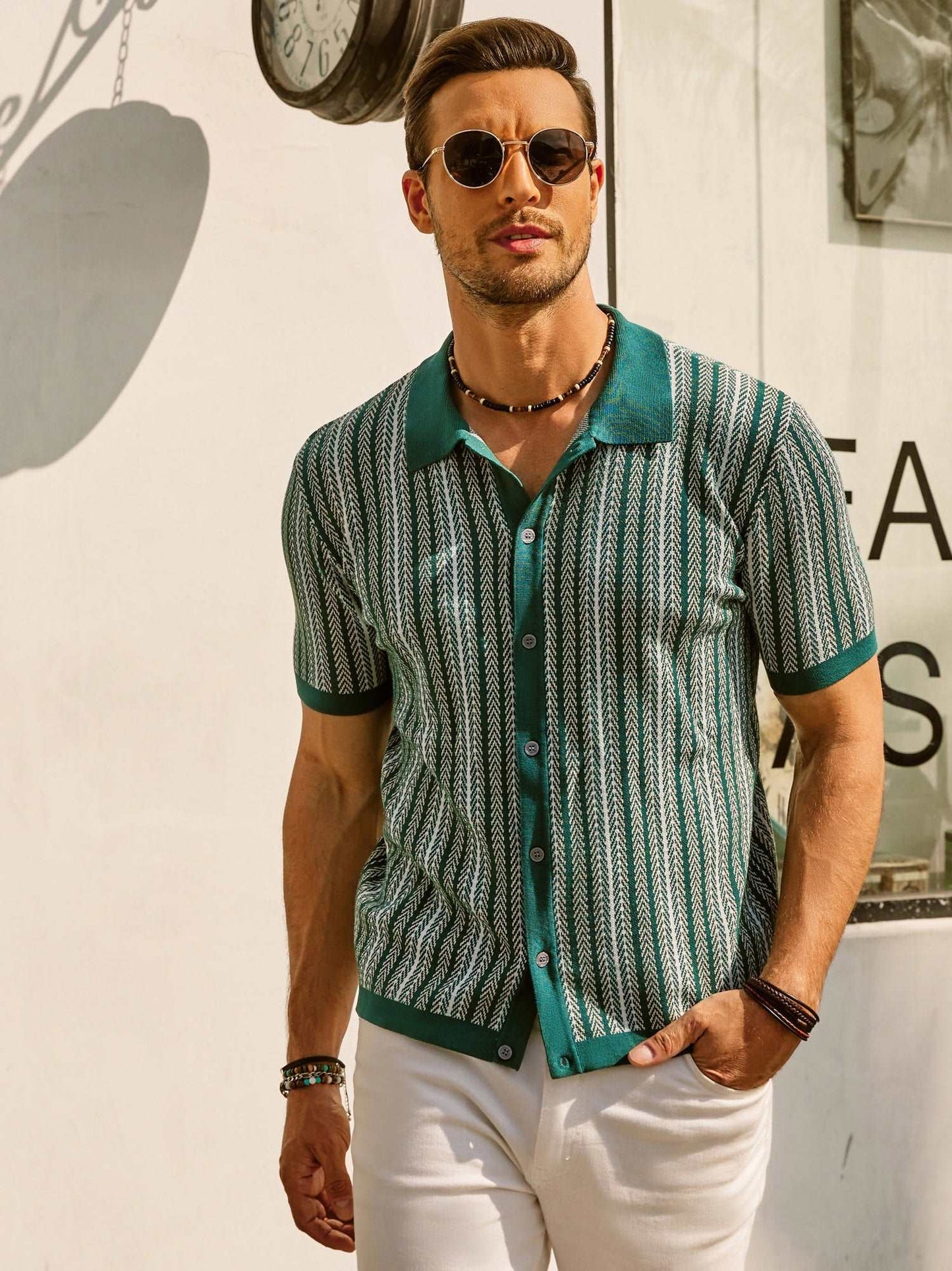 Men's polo – Slim fit – Retro stripes – Short sleeves – Breathable fabric