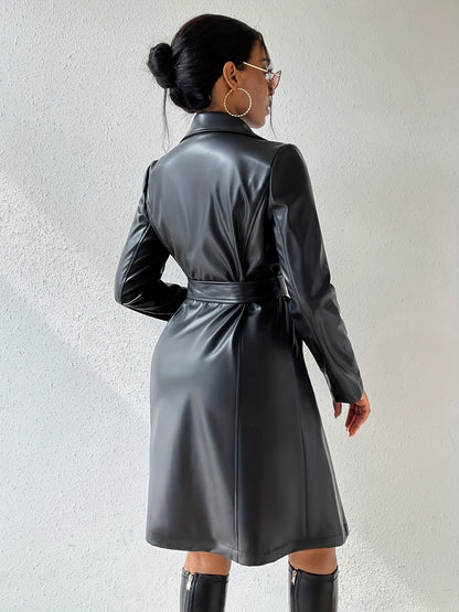 NOVI MANTEAU EN CUIR LONG ÉLÉGANT