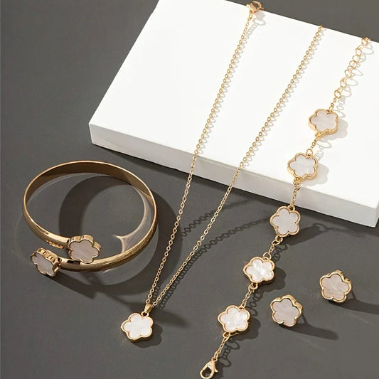 Alessia Four-Piece Set | Necklace, Earrings, Bracelet & Bangle Set