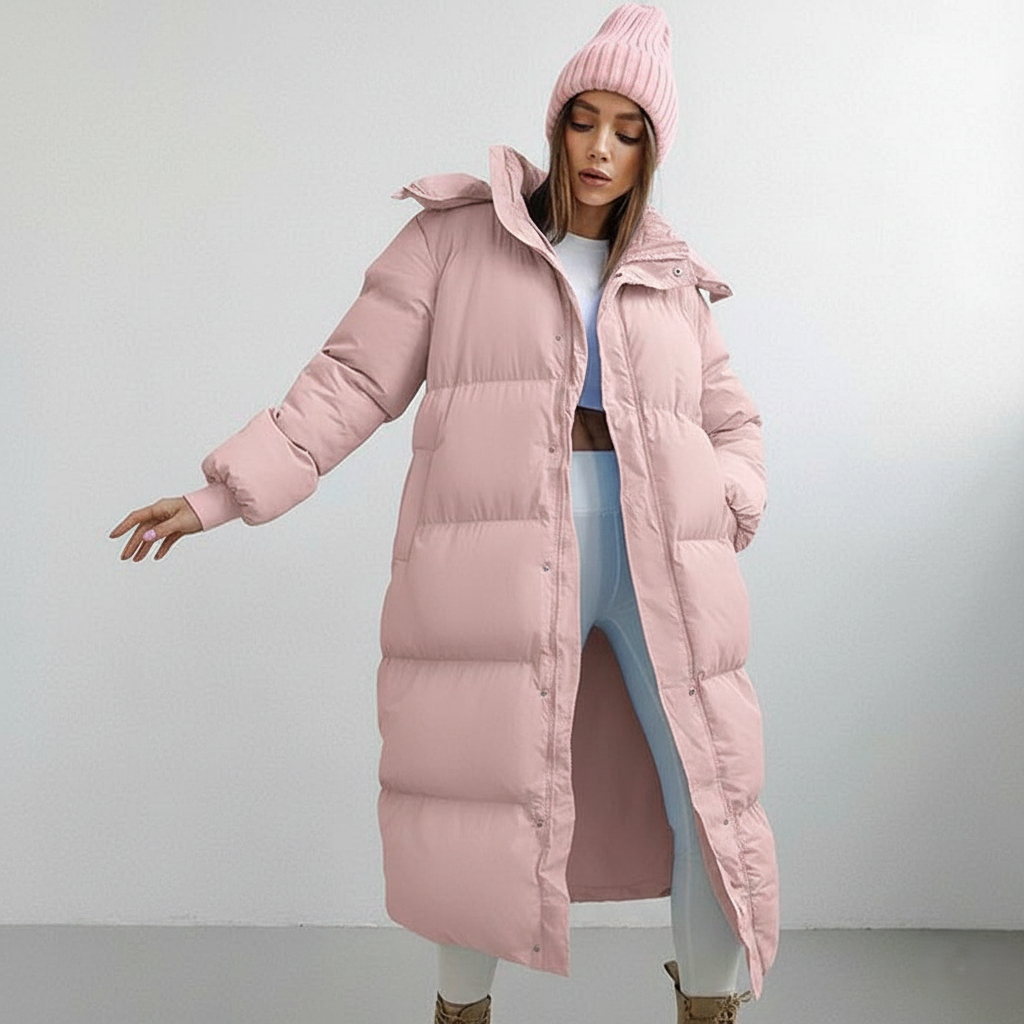 Emma Hooded Longline Puffer Jacket | Quilted Winter Jacket