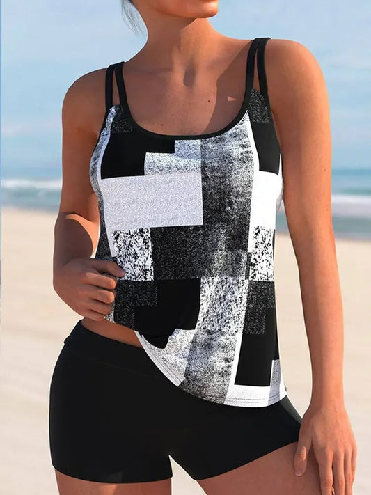 Tankini Set for women – Relaxed fit – Double straps – Geometric print – Breathable fabric