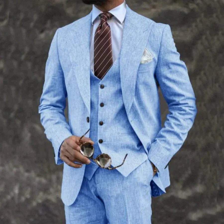 Men's three-piece suit – Slim fit – Notch lapel – Elegant breathable fabric