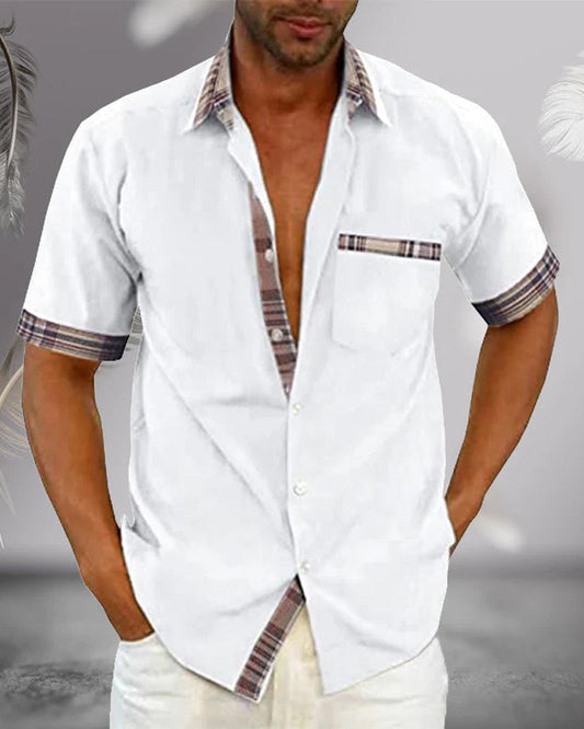 Men's short-sleeve shirt – Regular fit – Breathable fabric – Check detail