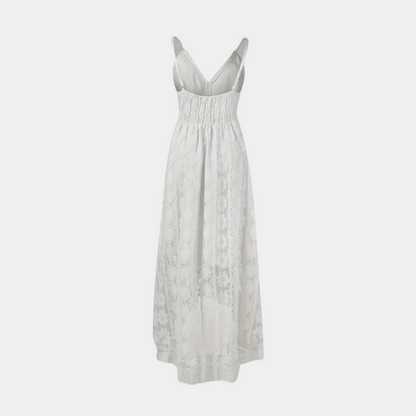 Women's midi dress – Fluid cut – Thin straps – Lightweight lace – Bohemian style