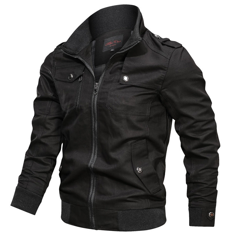 Men's Bomber Jacket – Slim Fit – Stand Collar – Zip Up – Ribbed Cuffs