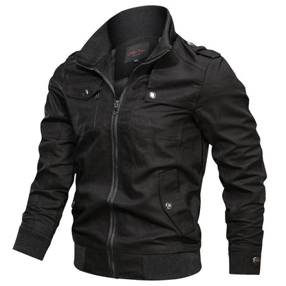 Men's Bomber Jacket – Slim Fit – Stand Collar – Zip Up – Ribbed Cuffs