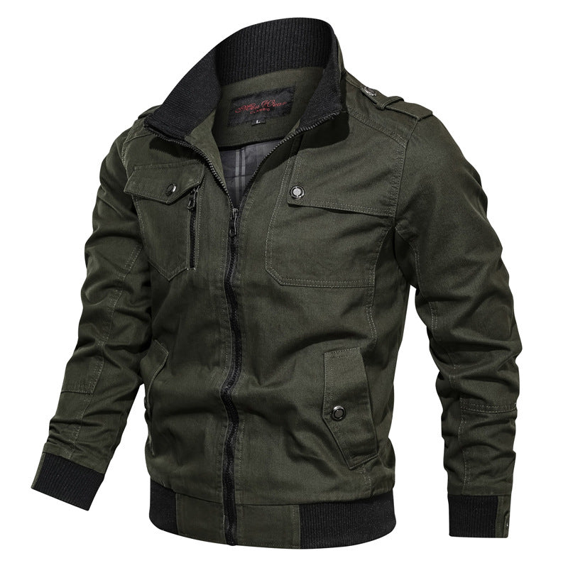 Men's Bomber Jacket – Slim Fit – Stand Collar – Zip Up – Ribbed Cuffs