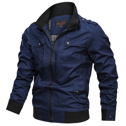 Men's Bomber Jacket – Slim Fit – Stand Collar – Zip Up – Ribbed Cuffs
