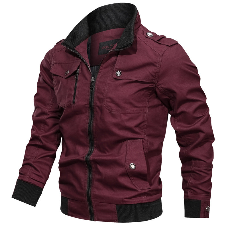 Men's Bomber Jacket – Slim Fit – Stand Collar – Zip Up – Ribbed Cuffs