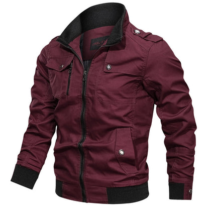 Men's Bomber Jacket – Slim Fit – Stand Collar – Zip Up – Ribbed Cuffs