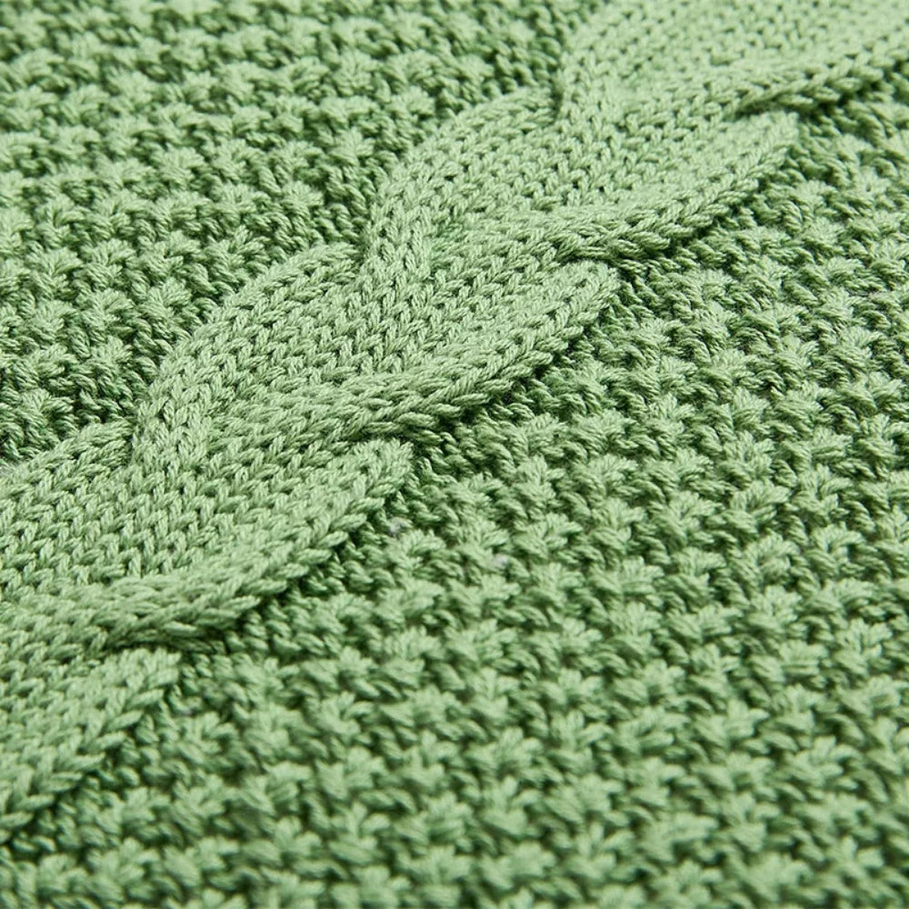 Minimalist Sherpa Throw Blanket With Cable Knit Texture