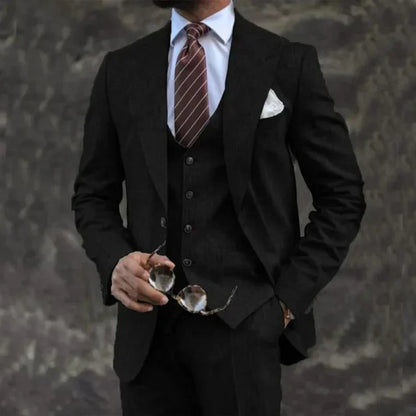 Men's three-piece suit – Slim fit – Notch lapel – Elegant breathable fabric