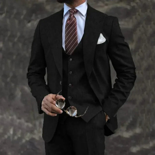 Men's three-piece suit – Slim fit – Notch lapel – Elegant breathable fabric