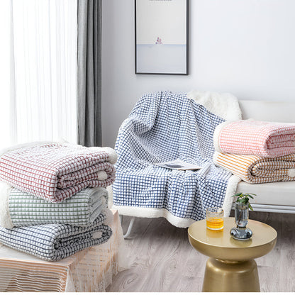 Sherpa Waffle Throw Blanket With Cozy Sherpa Lining