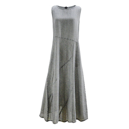 Sleeveless A-line dress for women - Modern geometric pattern