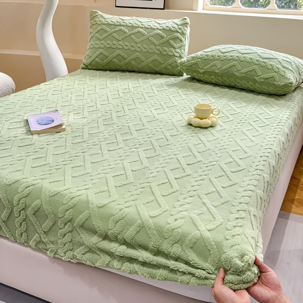 Textured Velvet Sheet Set With Sherpa Softness