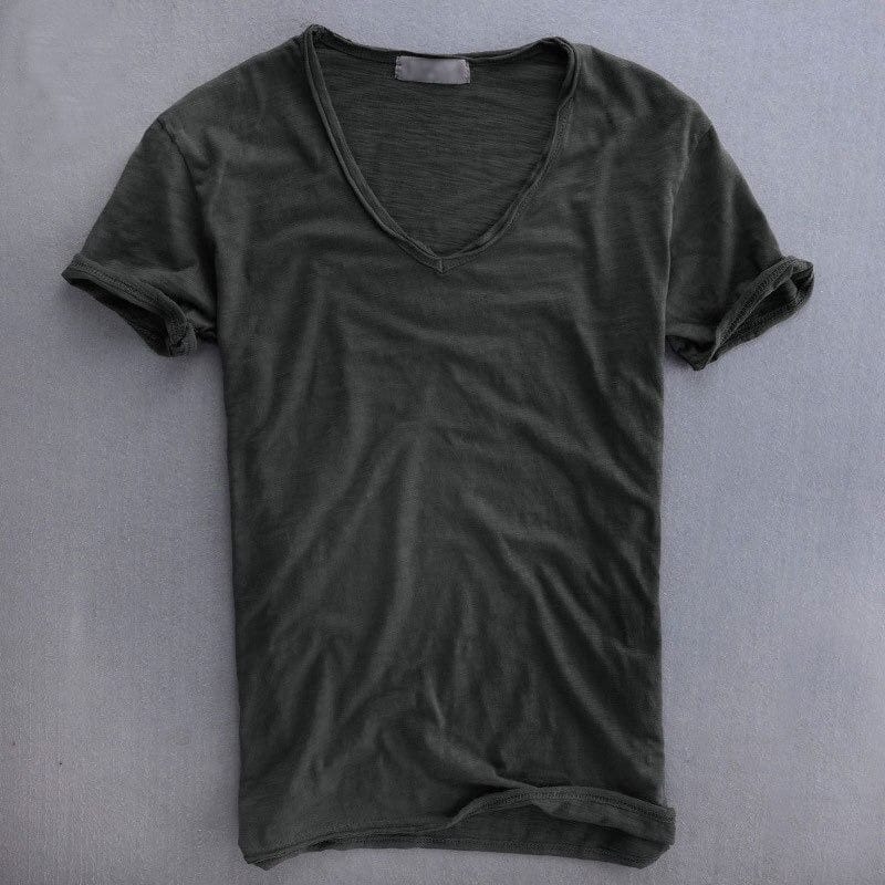 Men's T-shirt – Natural fibers – V-neck – Soft knit – Regular fit – Short sleeves