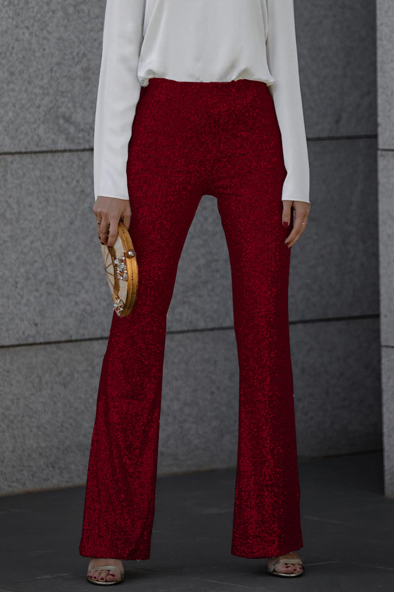 Angela Sequin Flared Trousers | Full-Length Party Flared Trousers