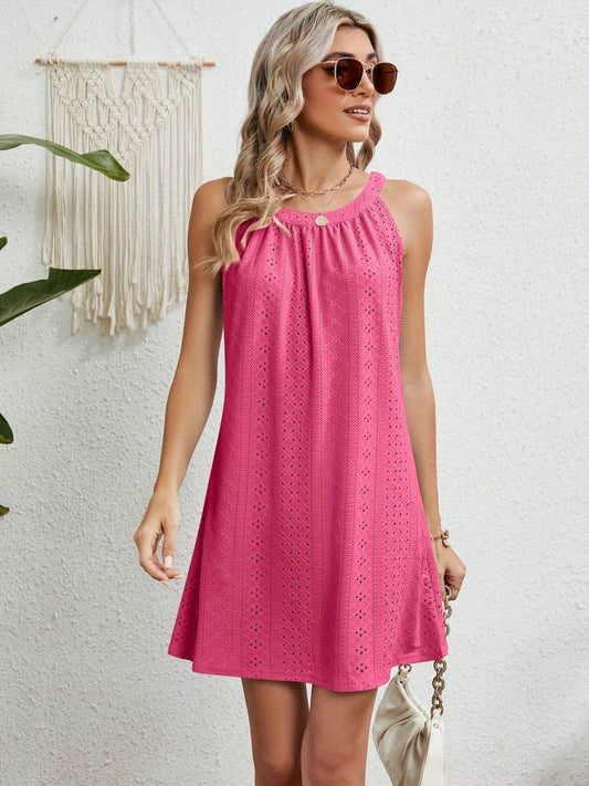 Beach dress for women – Strapless – Flared cut – Breathable eyelet fabric