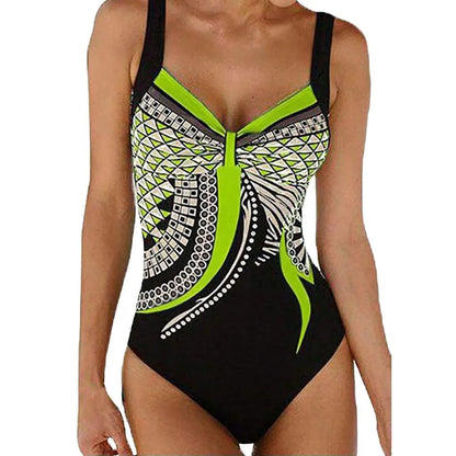 Women's one-piece swimsuit – Graphic print – High cut – Optimal support