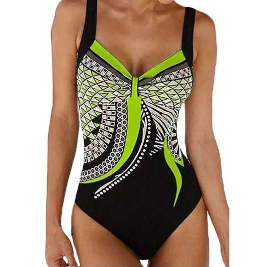 Women's one-piece swimsuit – Graphic print – High cut – Optimal support