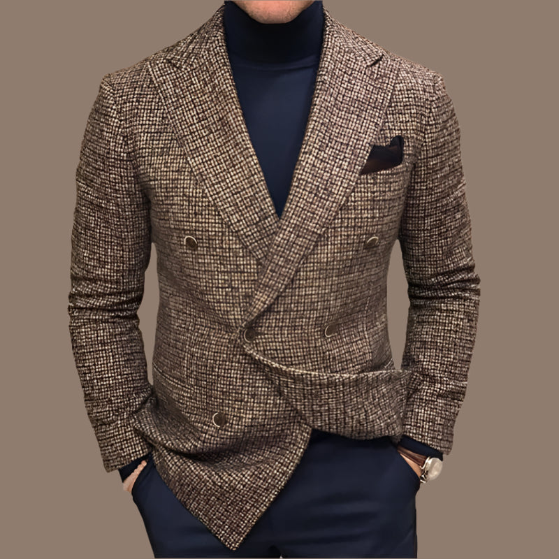Men's blazer – Slim fit – Double-breasted style – Textured fabric – Formal elegance