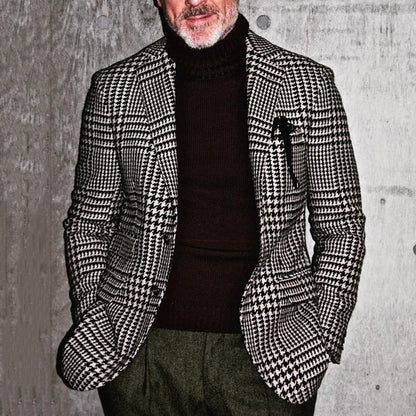 Men's blazer – Slim fit – Textured fabric – Houndstooth pattern – Formal style