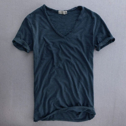 Men's T-shirt – Natural fibers – V-neck – Soft knit – Regular fit – Short sleeves