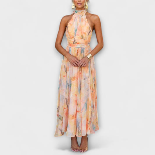 A-Line Halter Neck Maxi Dress for Women – Effortless Cocktail Elegance