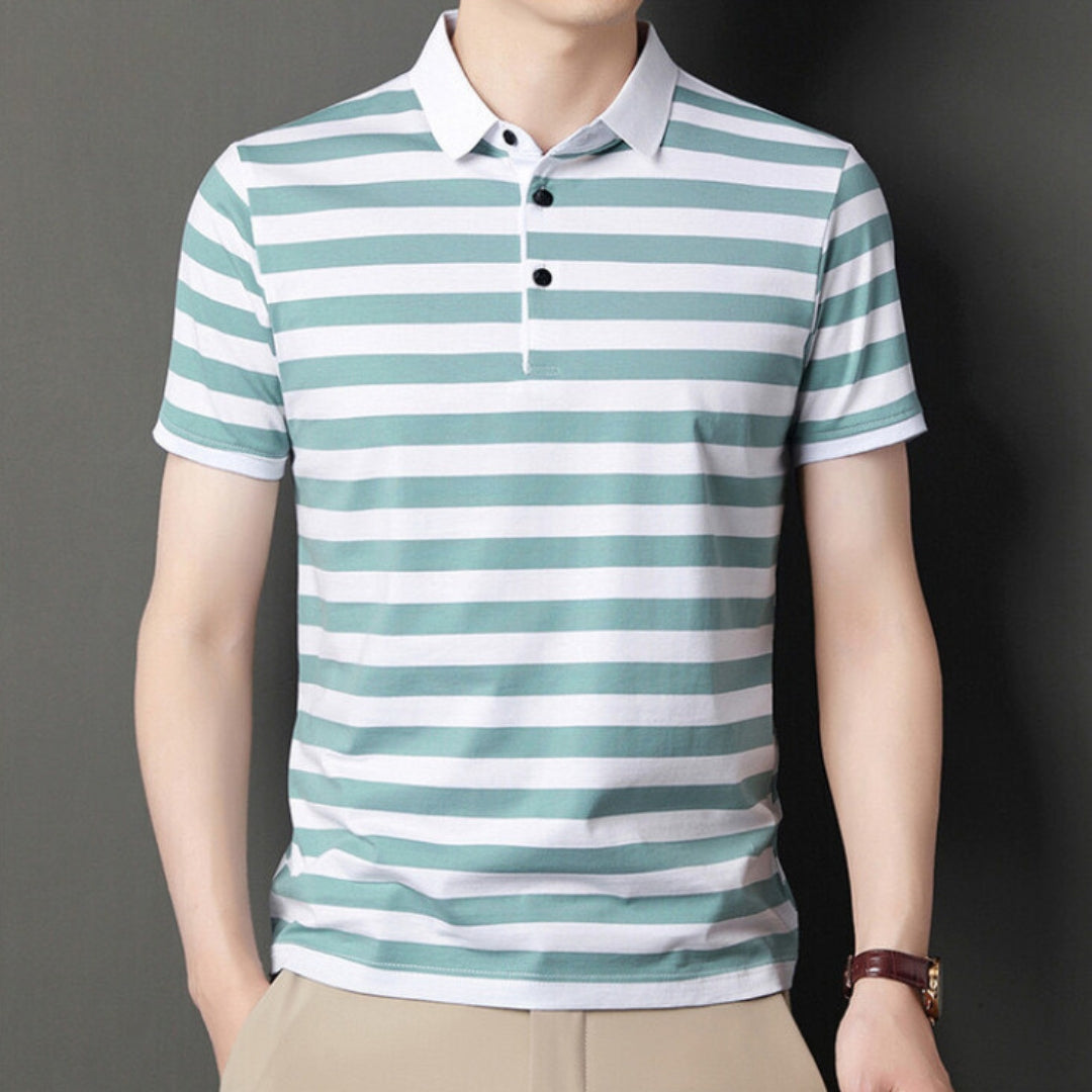Men's polo – Slim fit – Soft knit – Short sleeves – Casual stripes