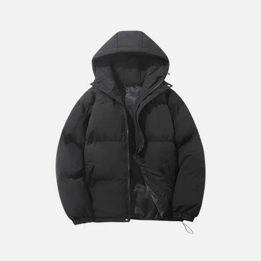 Men Puffer Jacket- Hooded - Hip Length - Long Sleeve - Elastic Cuffs