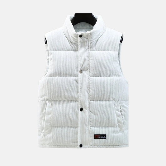 Roberto Corduroy Puffer Vest | Quilted Stand Collar Vest
