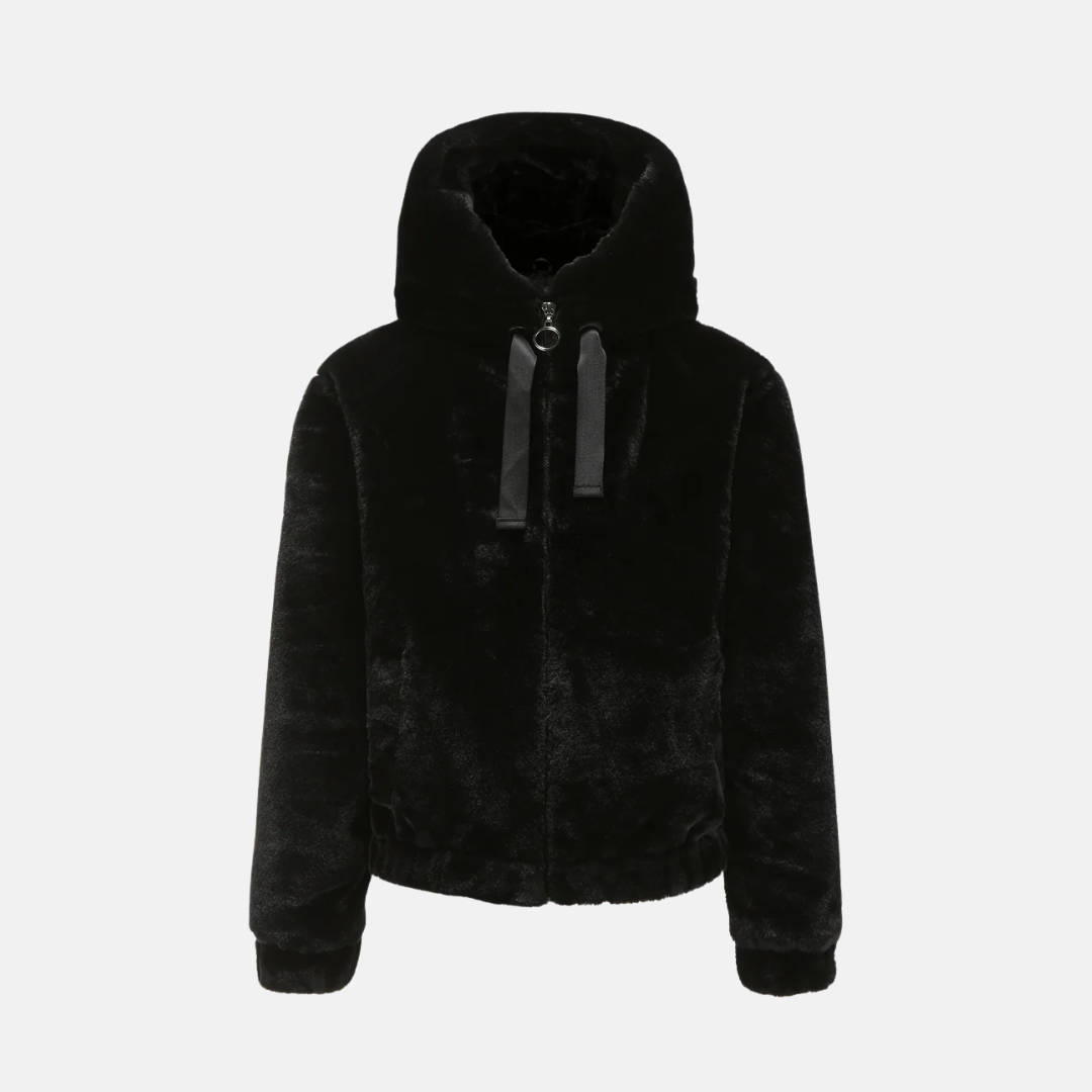 Women's Coat - Plush Knit - Hood - Relaxed Fit - Hip Length