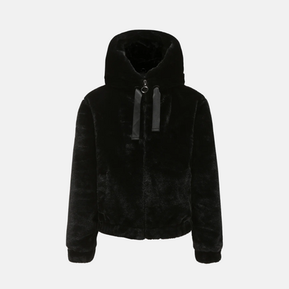 Women's Coat - Plush Knit - Hood - Relaxed Fit - Hip Length