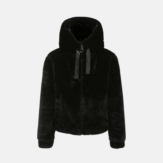 Women's Coat - Plush Knit - Hood - Relaxed Fit - Hip Length