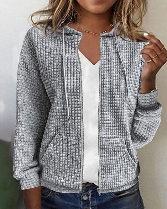 Veste à capuche femme – Coupe décontractée – Matelassage doux – Style casual