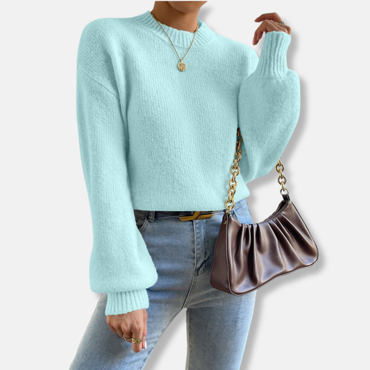 Imogen Wool Pullover Sweater | Cropped Crewneck Pullover Sweater
