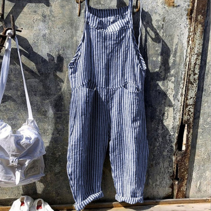 Women's jumpsuit – Loose fit – Sleeveless – Wide leg – Breathable natural fibers