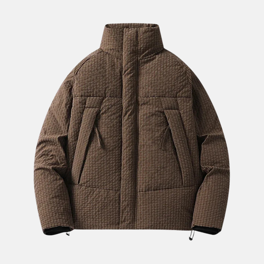 Men's Down Jacket - Technical Fabric - Loose Fit - Stand Collar