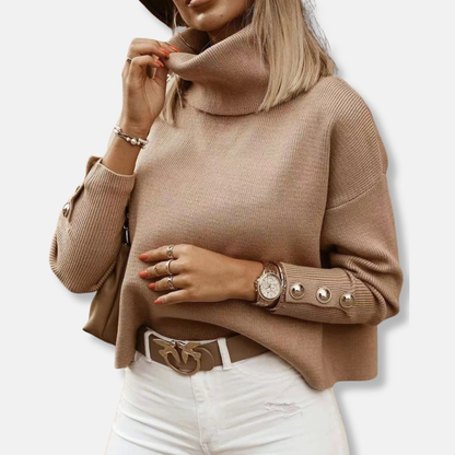 Elizabeth Wool Turtleneck Sweater | Cropped Ribbed Sweater