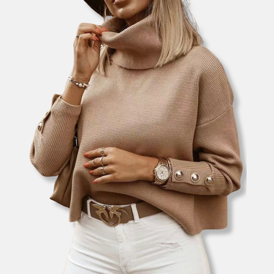 Elizabeth Wool Turtleneck Sweater | Cropped Ribbed Sweater