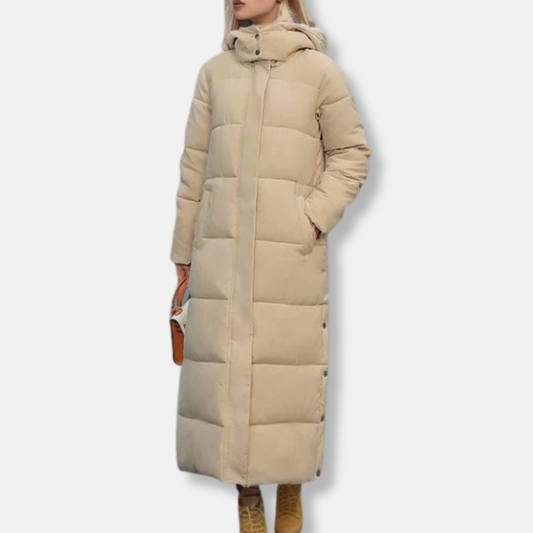 Women's Coat - Woven Fabric - Oversized Cut - Ankle Length - Stand Collar
